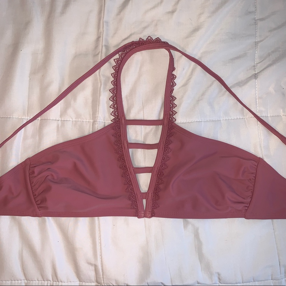Mauve lace bikini top